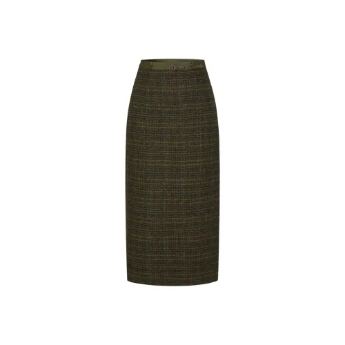 JZ. ANNAKRO Повседневный Длинный Юбка Женская Клетка Желтый Зеленый