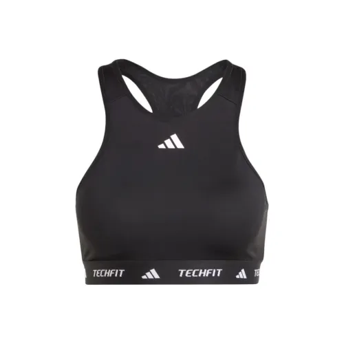 Adidas TECHFIT Средняя поддержка Высокий вырез Бюстгальтер Спортивное белье Женские Черный