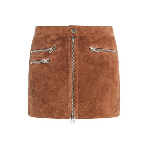 TOM FORD SS24 Кожаные короткие юбки Женские Верблюжий коричневый