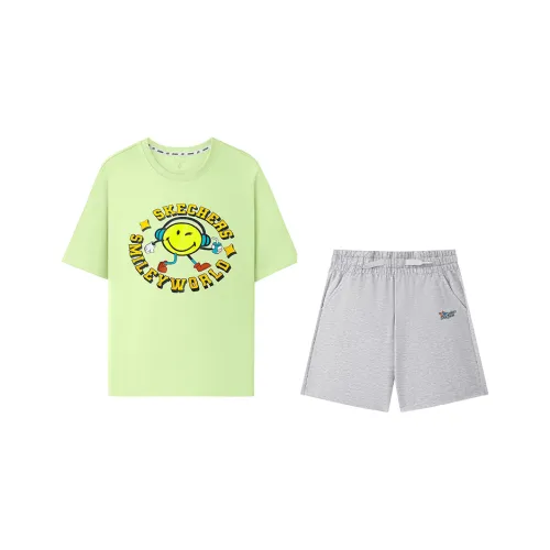 Skechers Kids x SMILEYWORLD Повседневная Спортивная Одежда SS25 Светло-Зеленый 00QB Детский