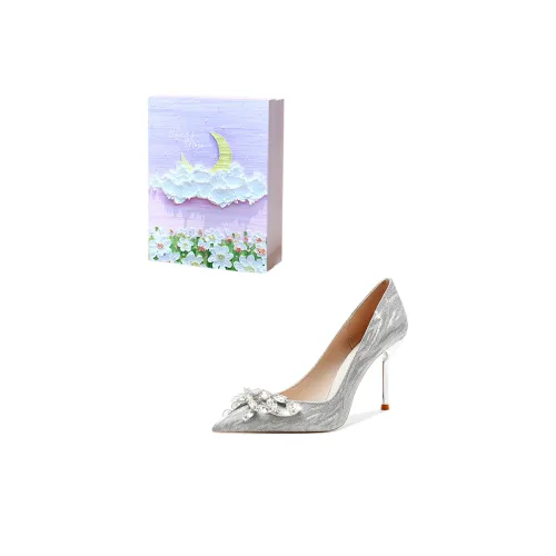 ROBINHOOD Фиолетовая луна Галактический Коробка Узкий каблук Высокие каблуки Женские Серебряный