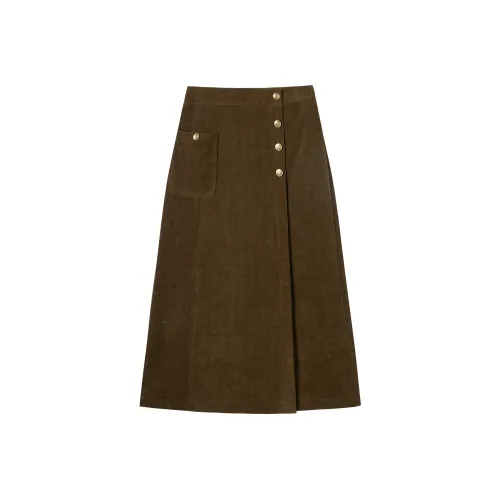 DIALOGUE Повседневный Длинный Юбка Женская Кофейно-Коричневый