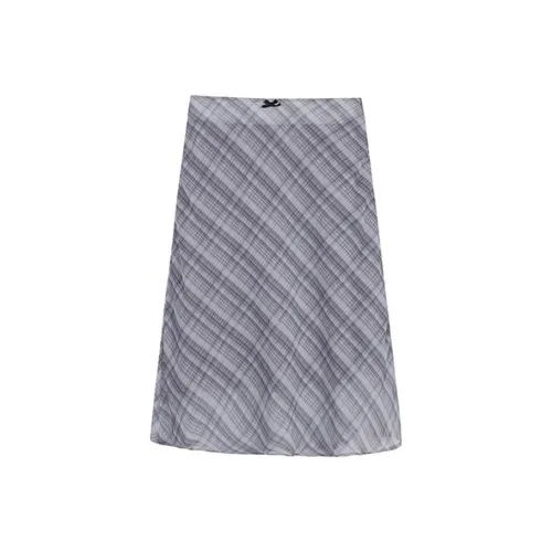 PZGE Повседневная длинная юбка женская черная в клетку