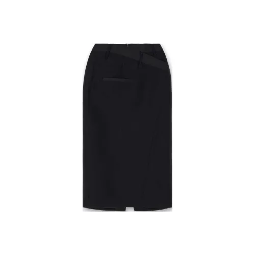 KIMHEKIM FW24 Бикор В Линия Обхват талии Midi Юбка Повседневный Длинный Юбка Женская Черный Черный