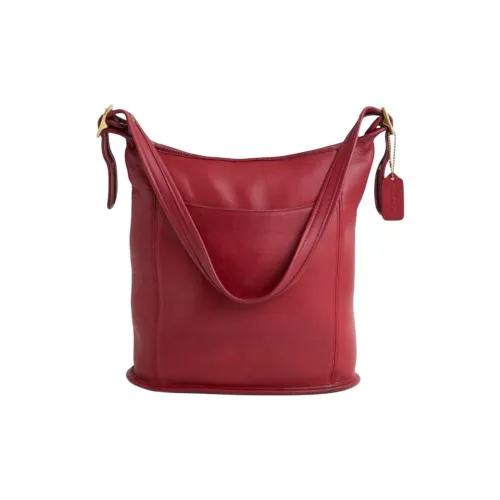 COACH Vintage Однотонная Сумка-ведро Сумка через плечо Большая Женская Красная