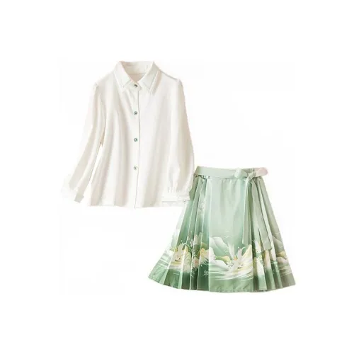 October Mommy Китайский стиль Юбка с узором "конское лицо" Ханьфу Платье для девочек