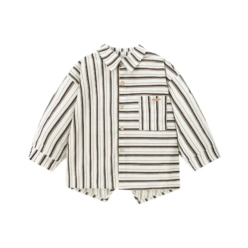 SEAFUNG Корейский стиль Handsome Нерегулярные Симметричные Полосы Топ Удобный Универсальный Тонкий Длинный Рукав Бежевый Детский