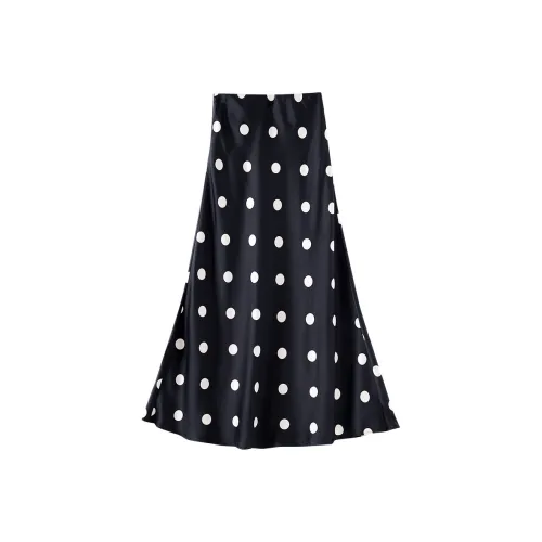OUNIXUE Повседневный Длинный Юбка Женские Черный
