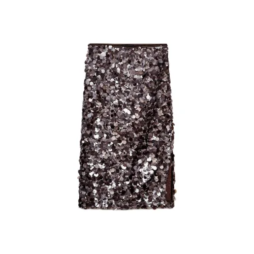 ZARA Повседневный Длинный Юбка Женская Темно-фиолетовый Красный