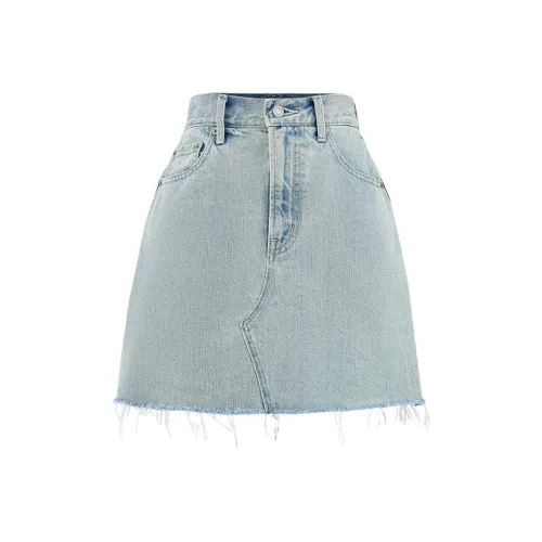 Короткие джинсовые юбки для женщин светлый синий совместный проект с MOUSSY