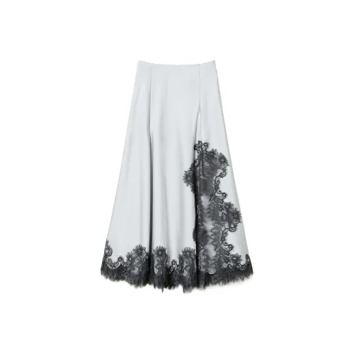 TWINSET Milano FW24 Повседневный Длинный Юбка Женская Светло-Серый