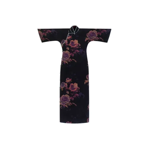 YICHENGFENGXU Чунсам Женский Черный Подкладочная ткань с Фиолетовым