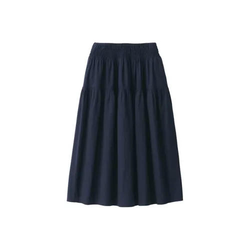 MUJI Повседневная длинная юбка женская темно-синий