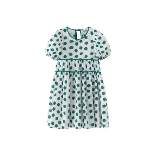 E.I Детское платье для подростков белое и зеленое группа