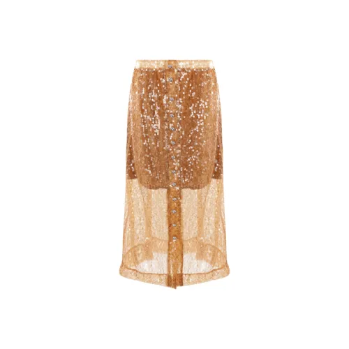 Paco Rabanne FW24 Повседневный Длинный Юбка Женские Золото
