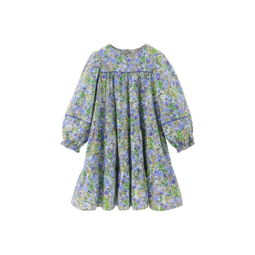 Pptown Платье Зеленый Цветочный Дизайн Детский