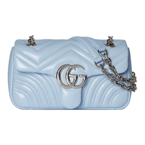 GUCCI GG Marmont Овечья кожа Плечевая сумка Маленькая Женская Светло-синяя