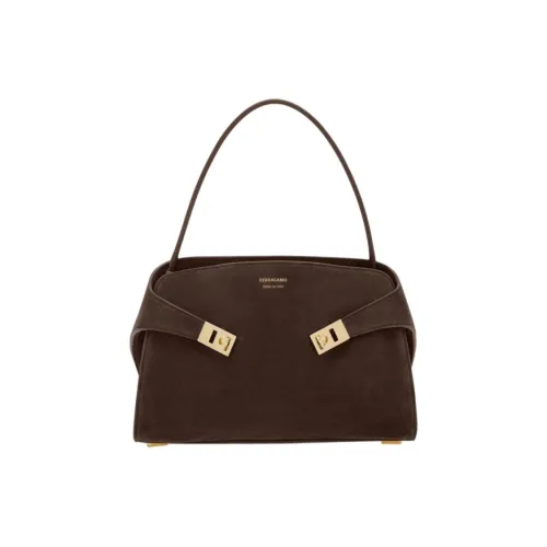 Ferragamo Hug Коровья кожа Сумка через плечо Средняя Женская Темно-коричневая