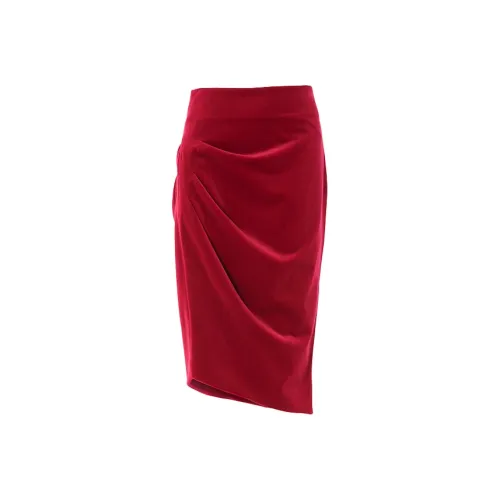 BESIONIA SS25 Повседневный Длинный Юбка Женские Красный