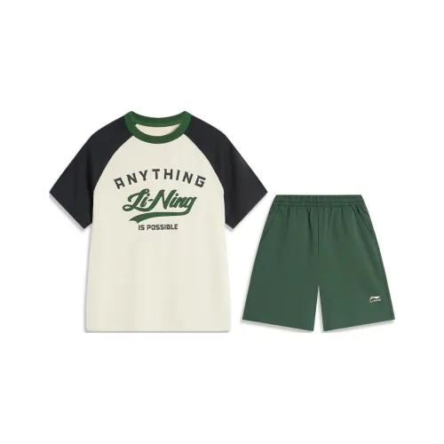 LINING YOUNG Повседневная спортивная одежда Sports Life Collection Костяной белый Кленовый зеленый Детский