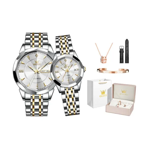 OLEVS Кварцевый механизм ремешок из нержавеющей стали унисекс белый циферблат