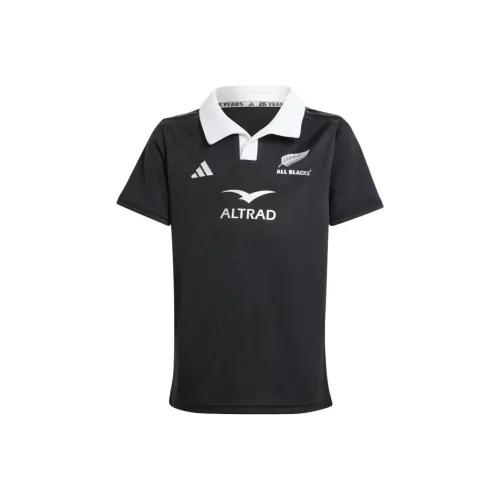 Adidas T-рубашка ALL BLACKS Регби Дом Джерси Чисто черный Подростки