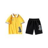 Желтый Черный Комплекты Одежды [Стиль Преппи, Тонкий, Дышащий]