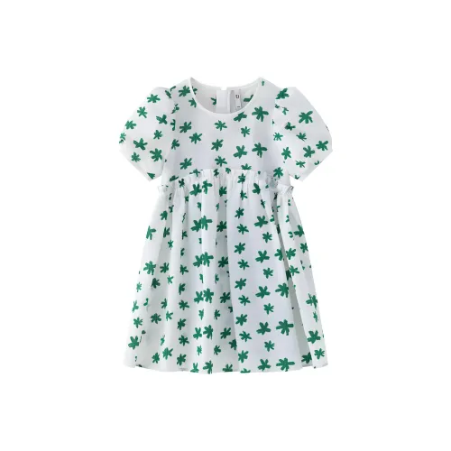 E.I Детское платье белый зеленый