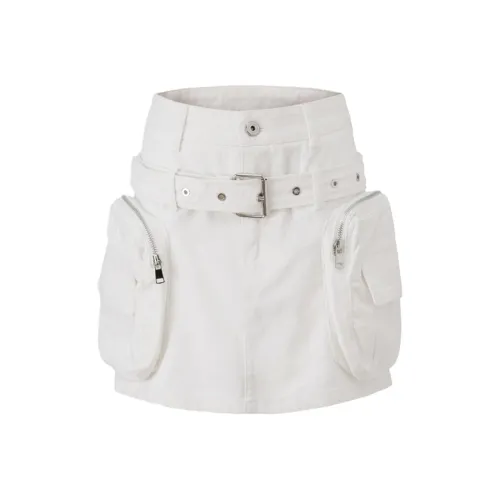 ZAVK Карго Юбки Короткие Женские Белые