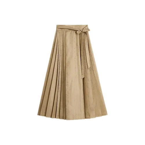 Inman Повседневный Длинный Юбка Женские Темный хаки
