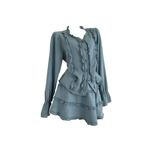 HUINIAN Комплект с юбкой Женские Джинсовый