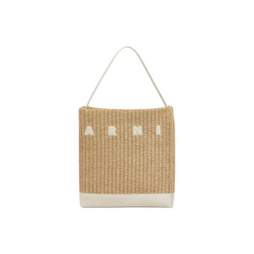 MARNI Museo Ткань с коровьей кожей Сумка среднего размера Женская Естественный