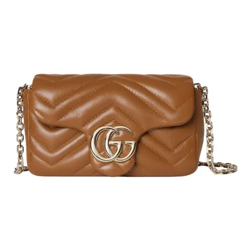 GUCCI GG Marmont Овечья кожа Сумка через плечо Мини Женская Коричневая