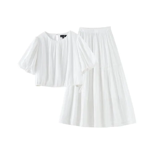 OUNIXUE Летний комплект с юбкой Женская Белая