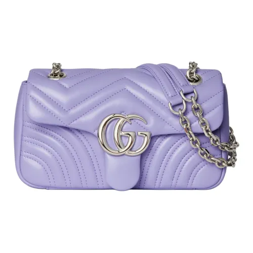 GUCCI GG Marmont Овчина Плечевая Сумка Маленькая Женская Светло-фиолетовая