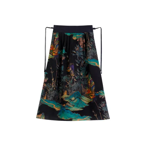 YICHENGFENGXU Повседневный Длинный Юбка Женские Черный