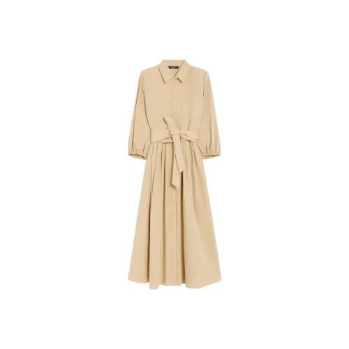 WEEKEND MaxMara Песочный Женские Длинные Платья с Рукавами