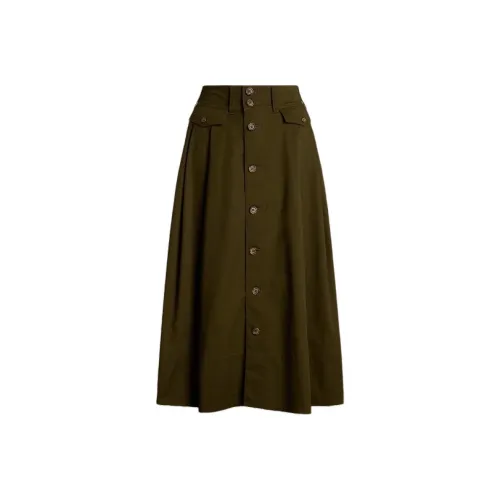 LAUREN RALPH LAUREN FW24 Повседневный Длинный Юбка Женская Армейский Зеленый