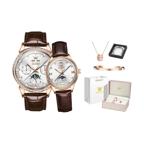 OLEVS Wisdom Series Механические Механизм Кожаный Ремешок Часы Унисекс Белый Циферблат