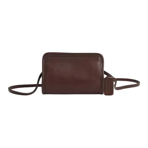 COACH Vintage Золотые детали Сумка через плечо маленькая унисекс коричневая