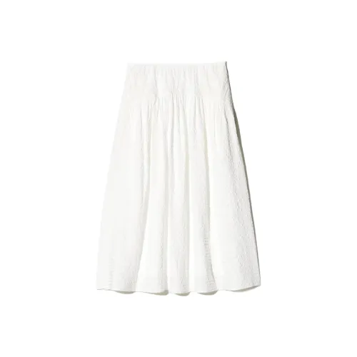 UNIQLO Повседневный Длинный Юбка Женская Айвори