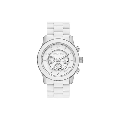 MICHAEL KORS RUNWAY MER Наручные часы Кварцевый механизм Силиконовый ремешок 45 мм Белый циферблат Мужские часы