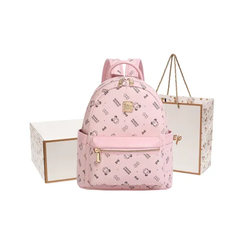 Disney Minnie Series PVC (поливинилхлорид) Студенческий рюкзак Маленький для женщин Розовый Экрю