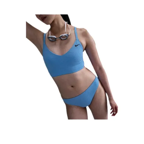 Nike SS25 Плавание Вода Текстура Бикини Женские Университетский синий