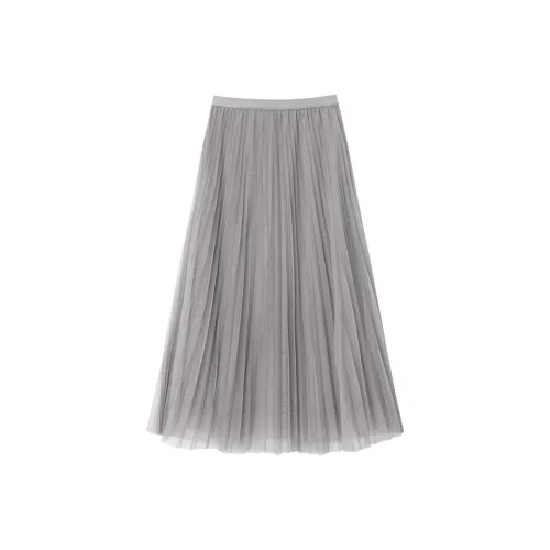 Fragment Casual Long Skirt Women's Light Gray