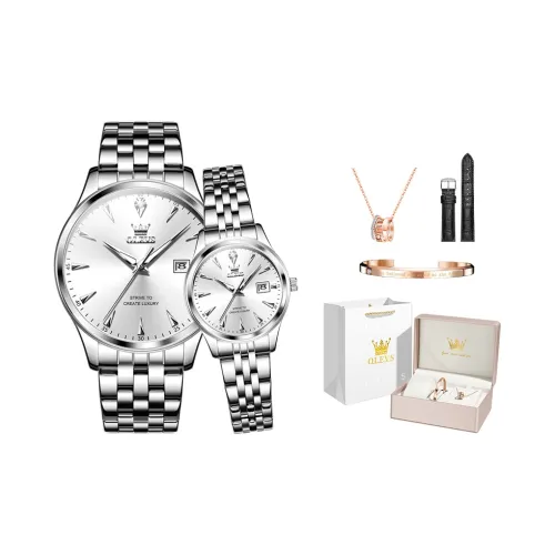 OLEVS Кварцевый механизм ремешок из нержавеющей стали унисекс белый циферблат