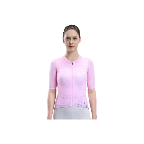 SOUKE Велосипедная одежда Женская Розовая с Точкой Короткий рукав Т-рубашка CS2203