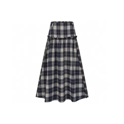 KODAKBLACK KBLC Повседневный Длинный Юбка Женская Темно-Синяя Клетка