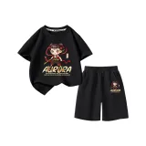 [Футболки с коротким рукавом / Шорты Комплекты Одежды] Черный + Черный