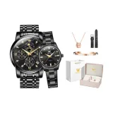 Стальной браслет, полностью черный, пара часов, 1 пара [Корона, коробка]